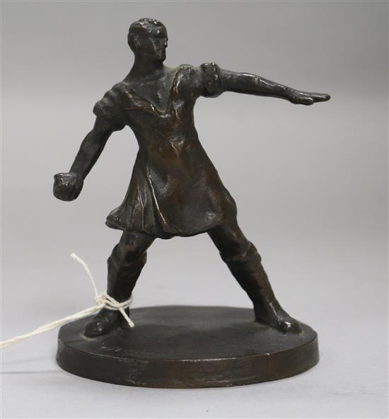 Alexander Proudfoot (1878-1957). A bronze figure The Bomber, height 4.5in.